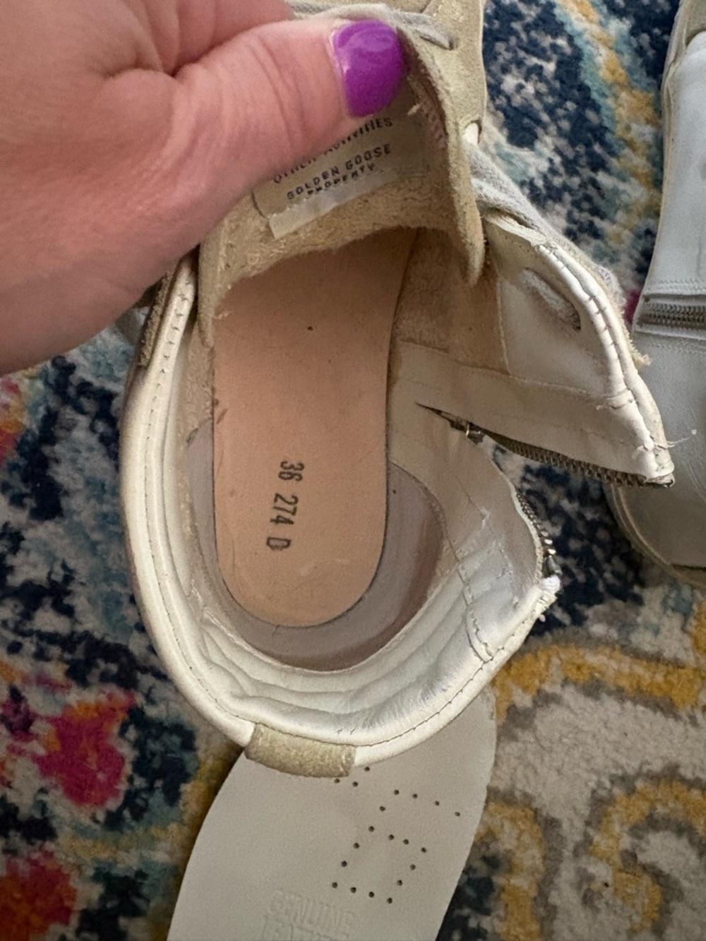 Golden Goose White and Gold High-Top Slide Sneakers - Picture 9 of 11